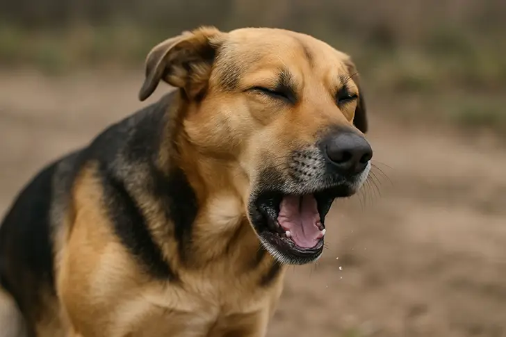 Perro bostezando